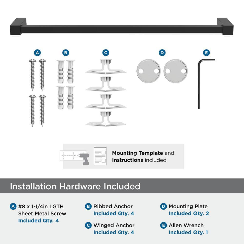 Monument 18 Inch Matte Black Wall Mounted Towel Bar