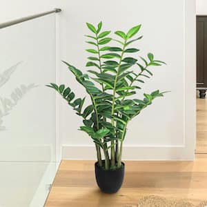 32 in. Real Touch Artificial Zamiifolia ZZ Plant in Black Pot