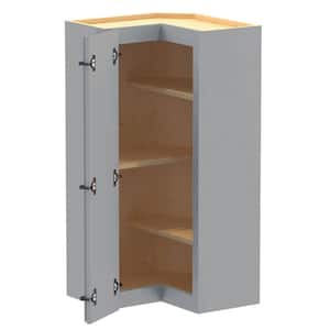 Washington 21 in. W x 21 in. D x 42 in. H in Gray Thermofoil Plywood Assembled Wall Kitchen Corner Cabinet w Adj Shelves