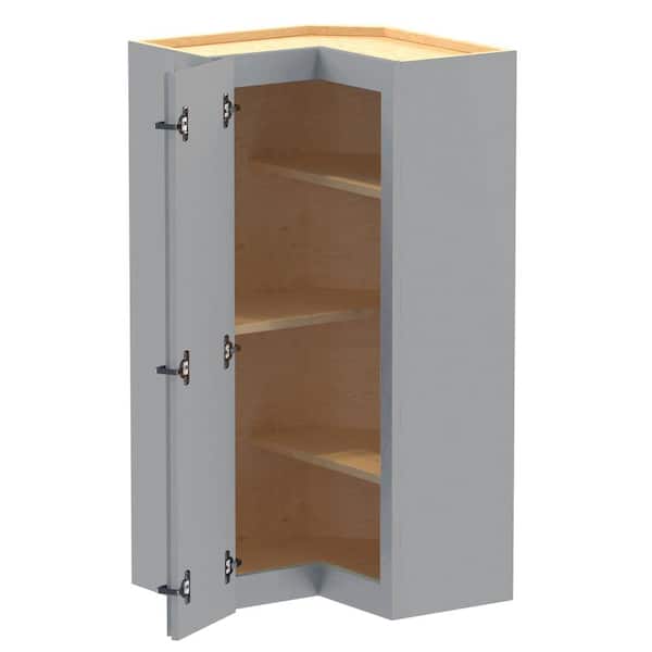 Home Decorators Collection Washington 21 in. W x 21 in. D x 42 in. H in Gray Thermofoil Plywood Assembled Wall Kitchen Corner Cabinet w Adj Shelves