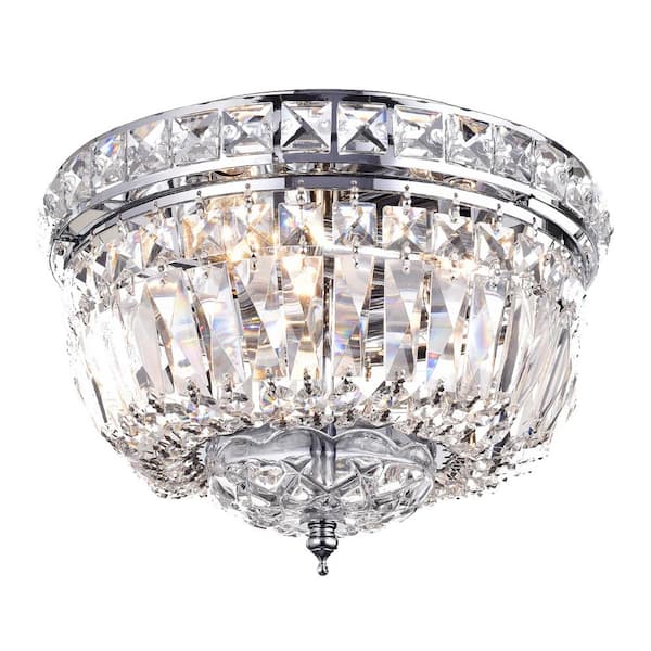 Warehouse of Tiffany Landek 7 in. 3-Light Indoor Chrome Finish Chandelier with Light Kit