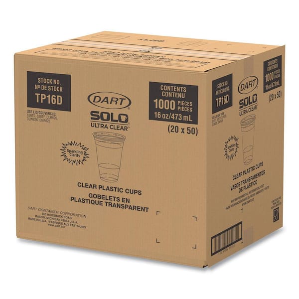DART 16 oz. PET Ultra Clear Cups, Squat (50/Bag, 1000/Carton) DCCTP16DCT -  The Home Depot