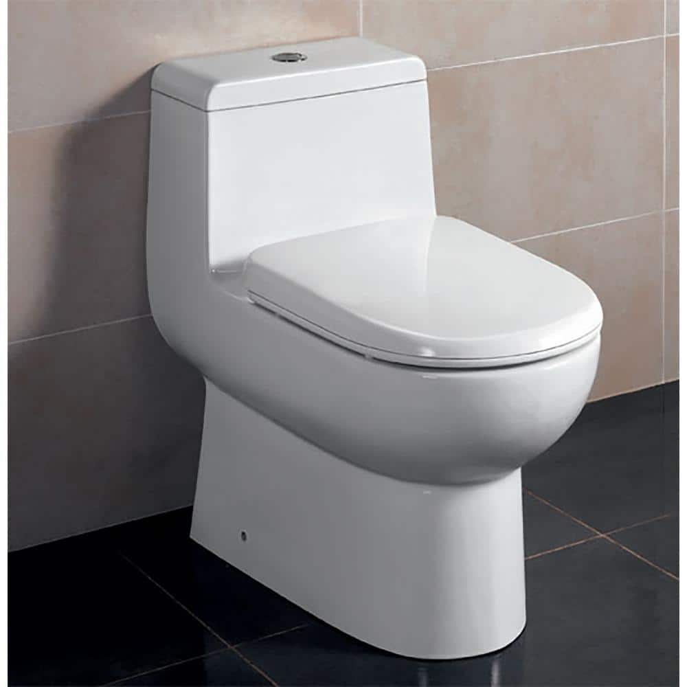 White High Efficiency Dual Flush One-Piece Toilet with Soft-Close Seat