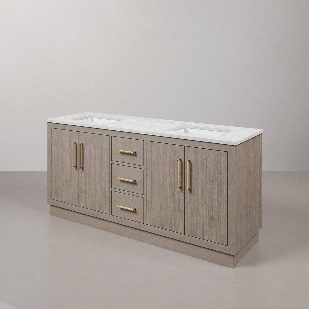 Hugo 72'' Gray Oak Double Vanity with Marble Top