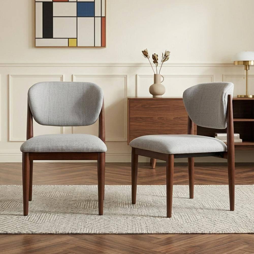 Flora Upholstered Modern Gray Dining Chairs with Walnut Leg (Set of 2) price history on PriceWatchPro