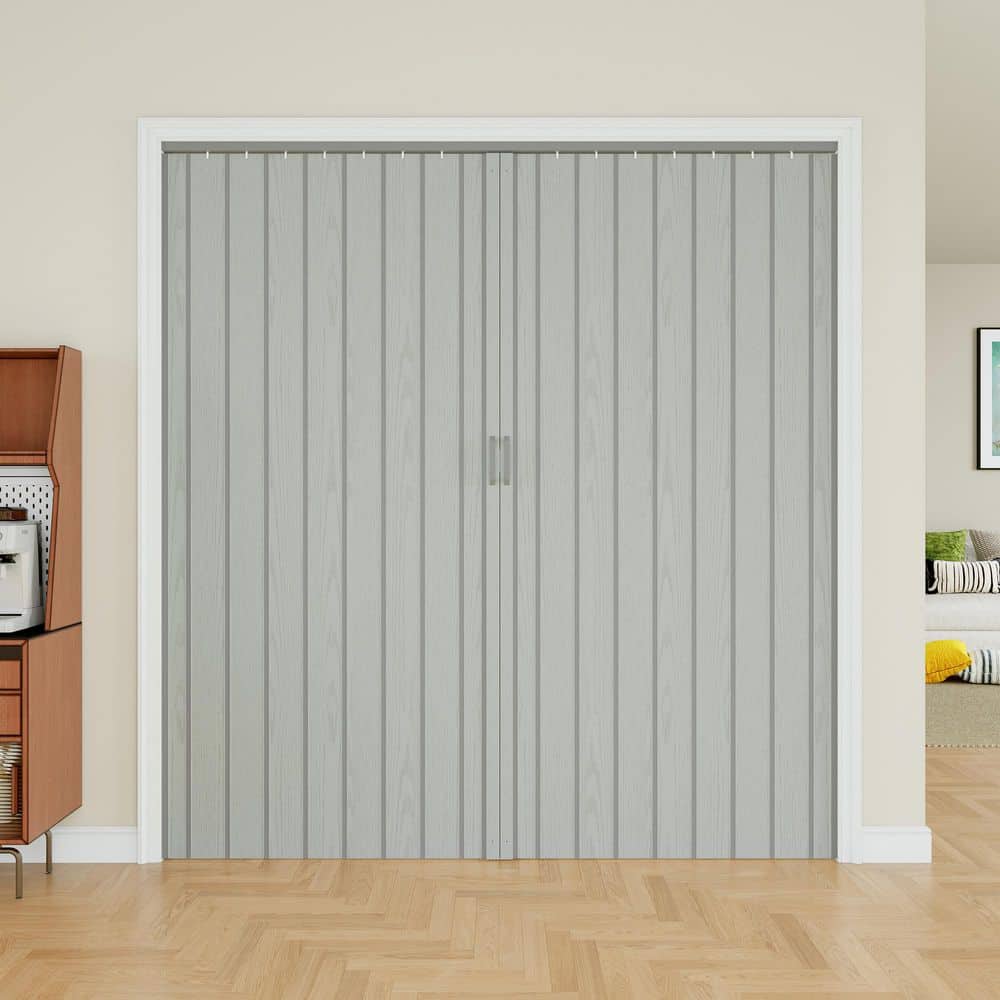 ARK DESIGN 72 in. x 80 in. Grey Woodgrain Vinyl PVC Accordion Door