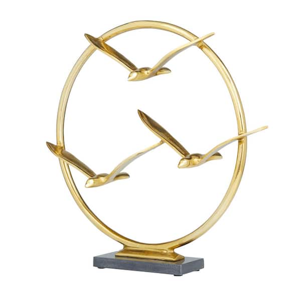 Litton Lane 5 in. x 17 in. Gold Aluminum Bird Sculpture