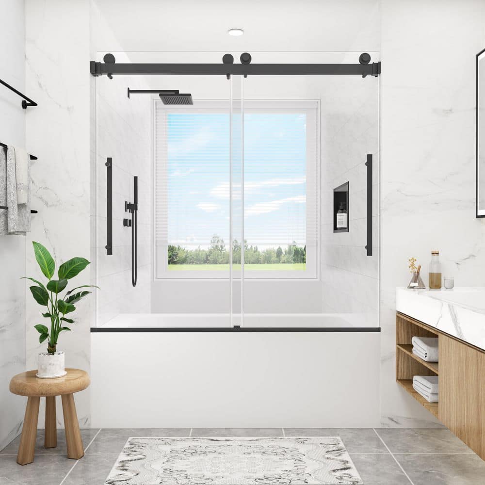 54 to 60 in. W x 60 in. H Soft-Close Frameless Sliding Tub Door in Brushed Nickel with 5/16 in. Clear Glass price history on PriceWatchPro