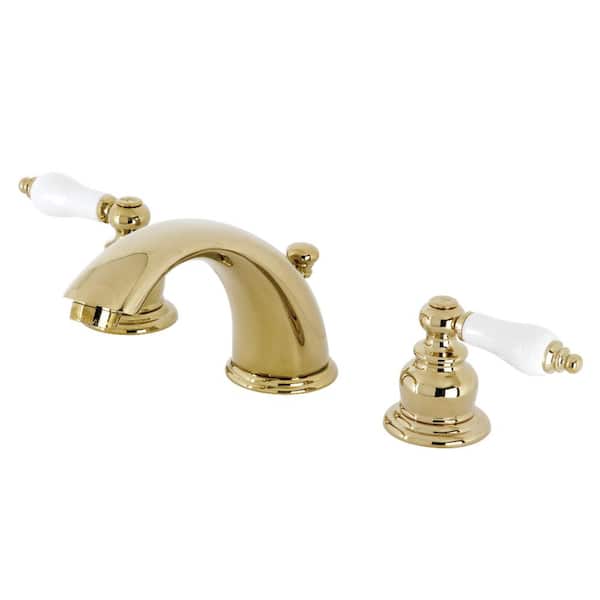 Kingston Brass Victorian 8 in. Widespread Double Handle Bathroom Faucet in Polished Brass