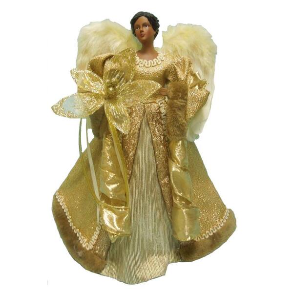 Home Accents Holiday 18 in. Gold Fabric Angel Tree Topper