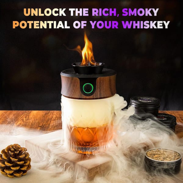 Wudkey Black Electric Whiskey Smoker Kit with Torch and 6 Wood