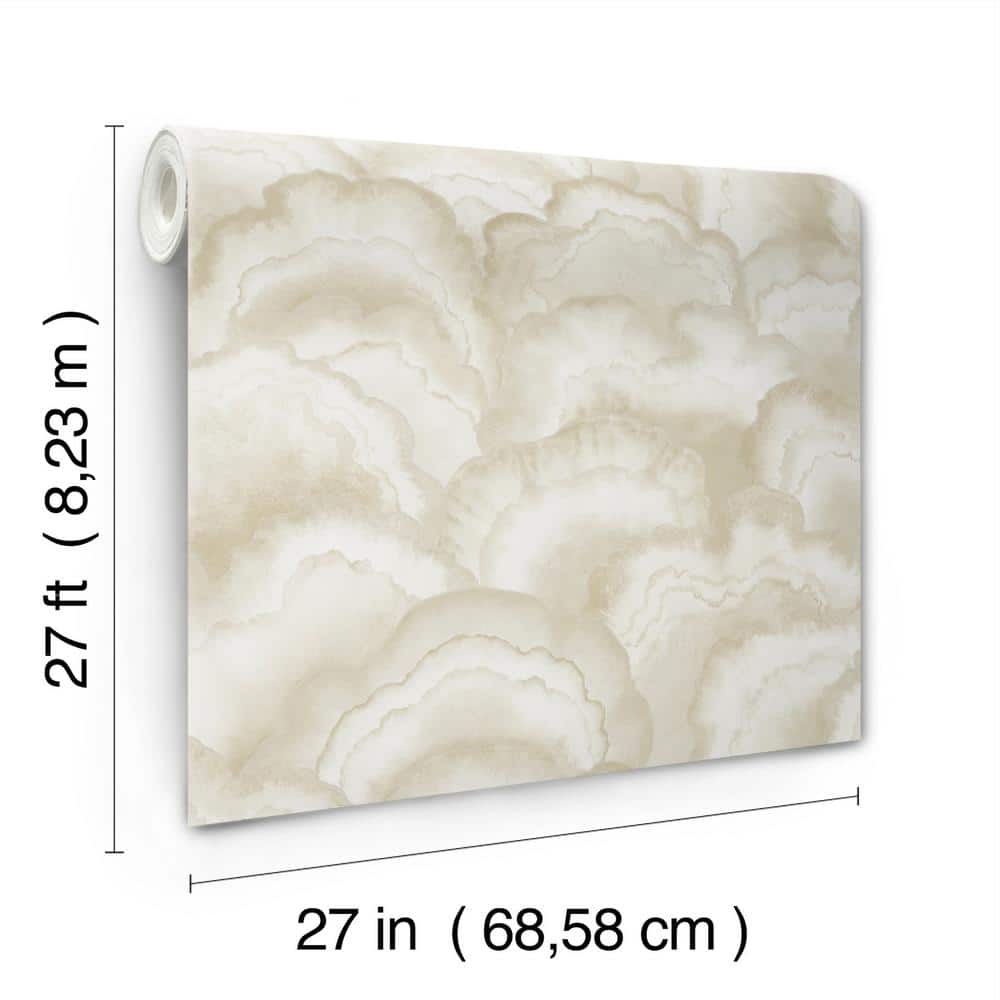 Beige and Silver Watercolor Demilune Fans Wallpaper