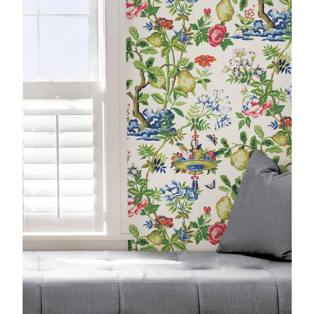 Bloom Shantung Garden Multicolor Self-Adhesive Vinyl Wallpaper