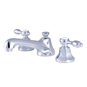 Tudor 2-Handle 8 in. Widespread Bathroom Faucets with Brass Pop-Up in Polished Chrome