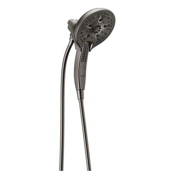 Delta In2ition 5-Spray Patterns 2.5 GPM 6.25 in. Wall Mount Dual Shower Heads in Lumicoat Black Stainless