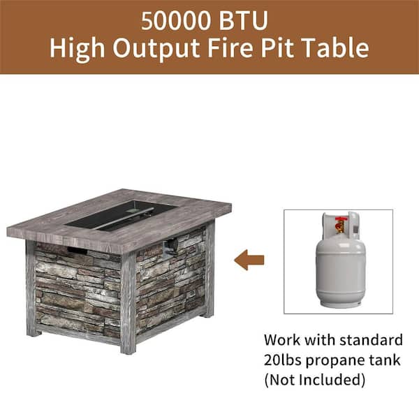 Geneva 60 Rectangle Fire Pit Table With Hidden Propane Tank