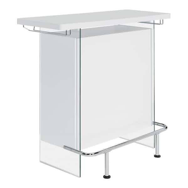 AMARILLO WHITE MODERN TEMPERED GLASS BAR UNIT