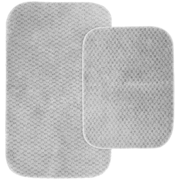 Garland Rug Cabernet Platinum Gray 21 in. x 34 in. Washable Bathroom 2-Piece Rug Set