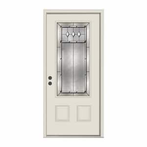36 in. x 80 in. 3/4 Lite Mission Prairie Primed Steel Prehung Right-Hand Inswing Front Door w/Brickmould