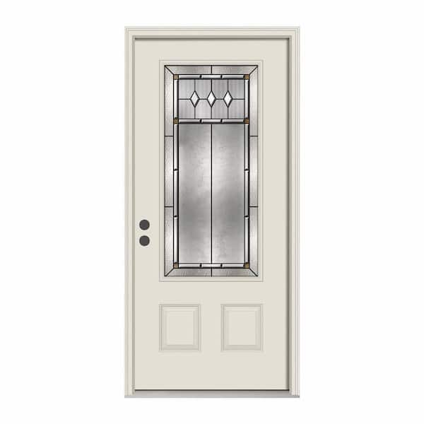 JELD-WEN 36 in. x 80 in. 3/4 Lite Mission Prairie Primed Steel Prehung Right-Hand Inswing Front Door w/Brickmould