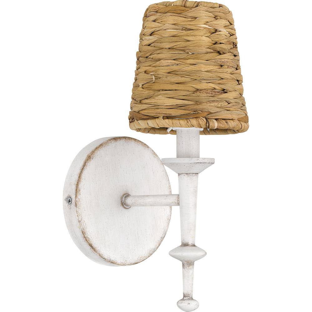 Antique White Seagrass Shade Coastal Wall Sconce