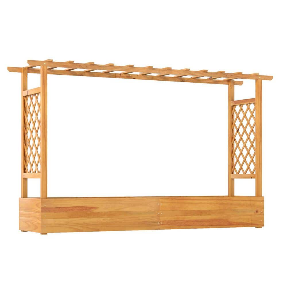 Natural Pine Wood Raised Garden Bed with Lattice Trellis (77 in. L x 17 in. W x 45 in. H) price history on PriceWatchPro