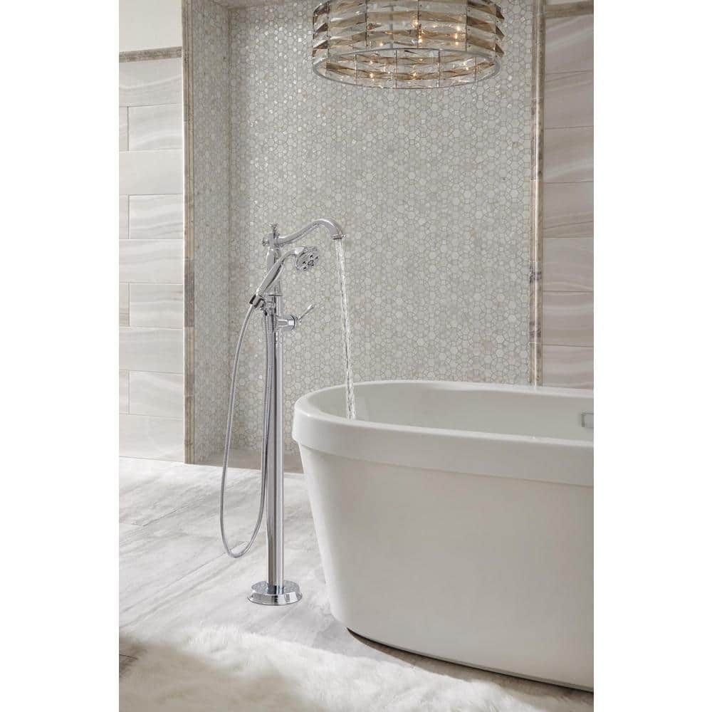 Cassidy Chrome Floor Mounted Tub Faucet with Handshower