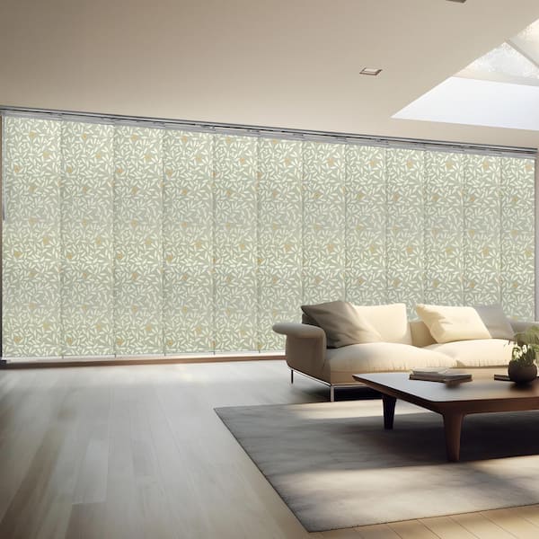 EMOH Petunia 140 in. x 260 in. W x 94 in. L Adjustable 12-Panel, Satin Nickel Double Rail Panel Track with 23.5 in. Slates