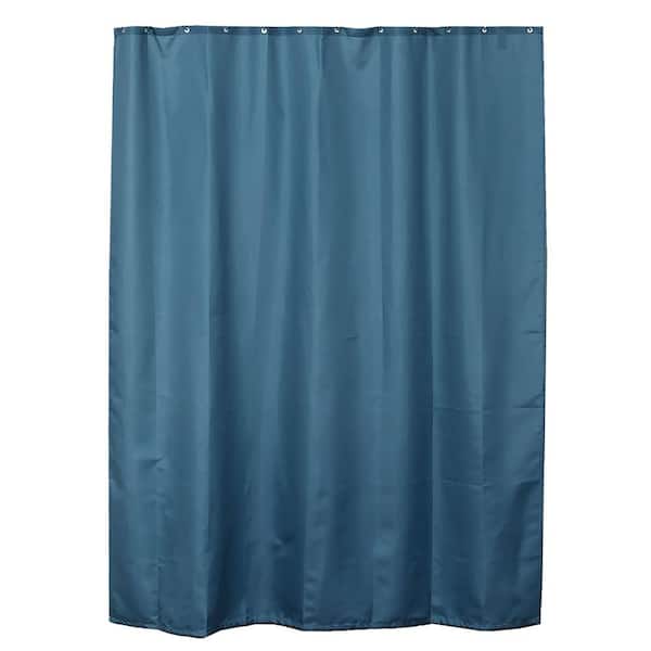 EVIDECO French home goods Extra Long 79 in. Tahitian Blue Shower Curtain Polyester 12 Rings
