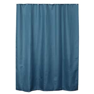 Extra Long 79 in. Tahitian Blue Shower Curtain Polyester 12 Rings