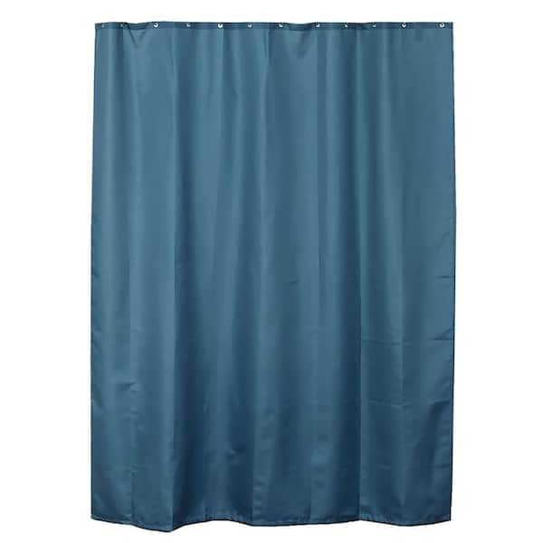 Unbranded Extra Long 79 in. Tahitian Blue Shower Curtain Polyester 12 Rings