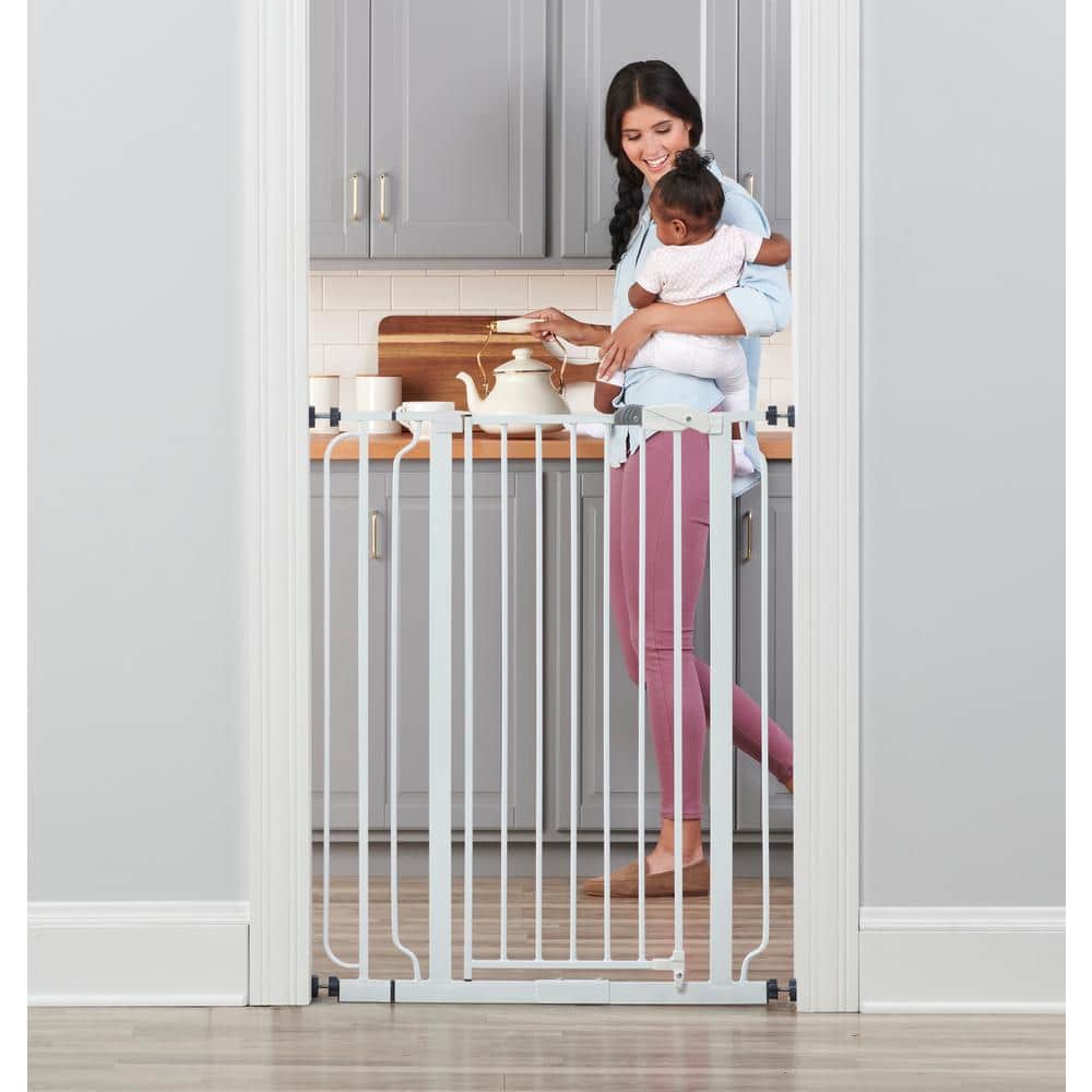 Extra Tall White Metal Walk Through Baby Gate