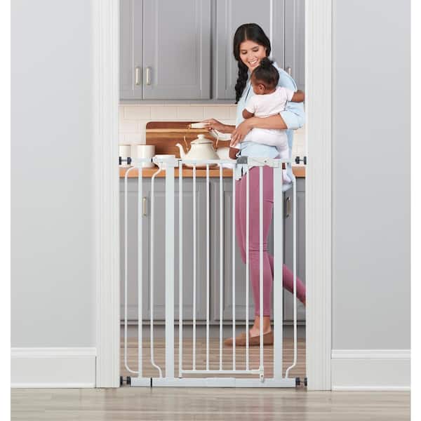 Regalo 36 in. White Metal Easy Step Extra Tall Walk-Through Gate 1166 H DS  - The Home Depot
