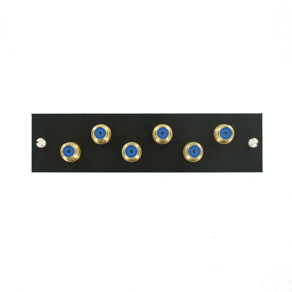 Black Steel 6-Port Coaxial Faceplate with F Connectors