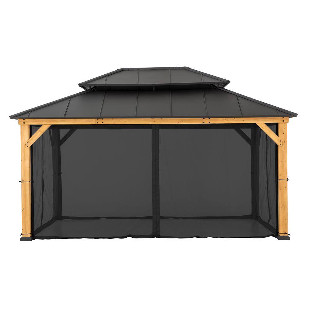 Black Weather-Resistant Polyester Mosquito Netting for 12' x 16' Gazebos