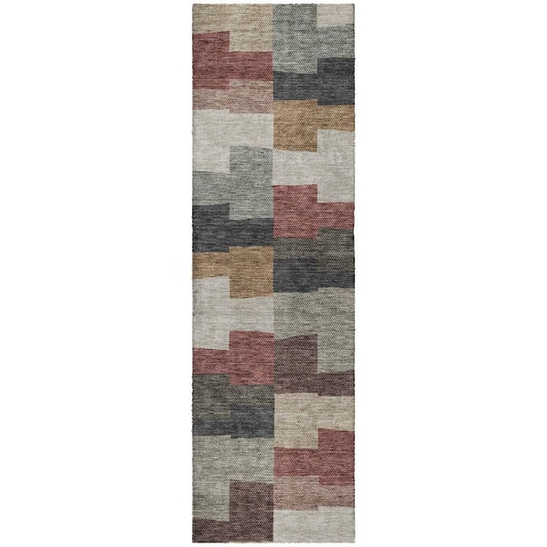 Dream Shag Premium Machine Washable Abstract ADS659 Paprika 2 ft. x 7 ft. Runner Rug