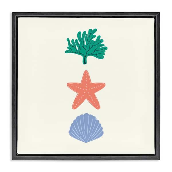Stupell Industries Coral & Sea Life Minimal by Sazerelli Designs Black Floater Frame Animal Graphic Art Print 18 in. x 5 in.