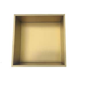 Niche 12 in. W x 4 in. D x 12 in. H Gold Square Stainless Steel Bathroom Shelf