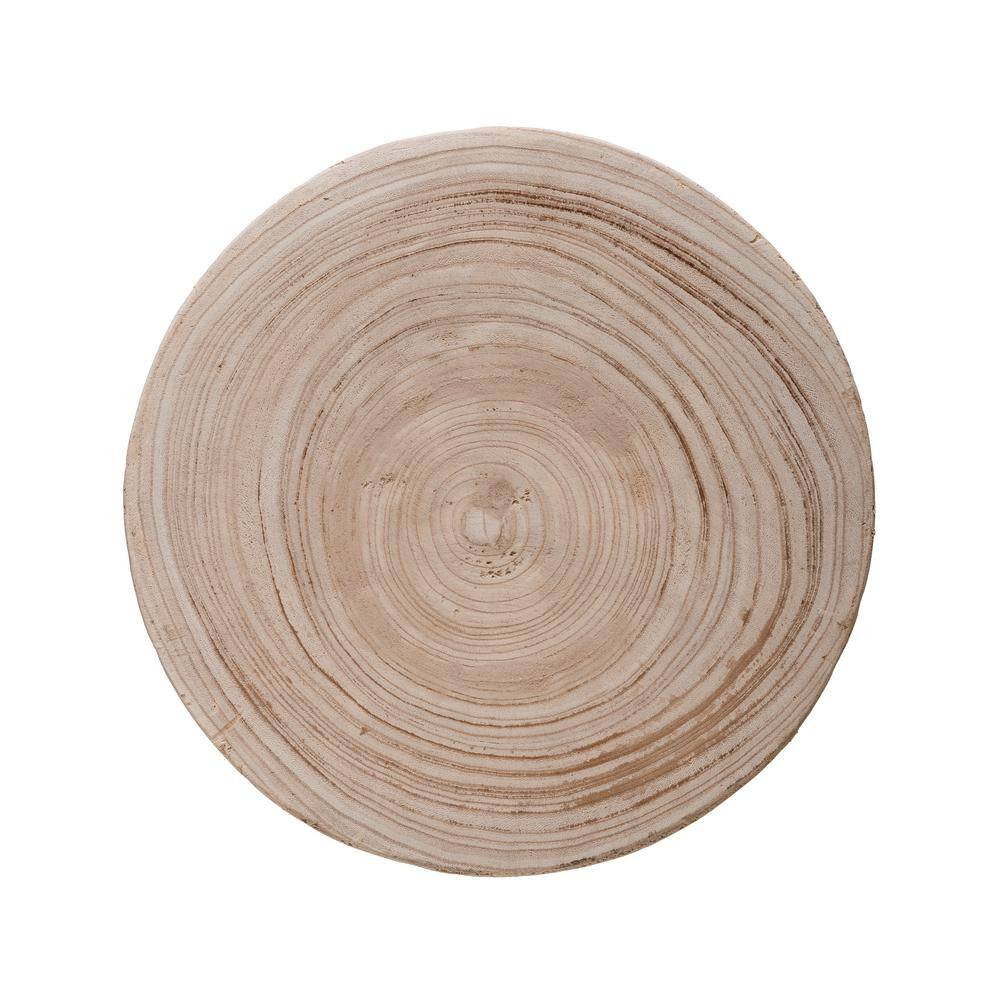 Natural Brown Paulownia Wood Carved Backless Stool