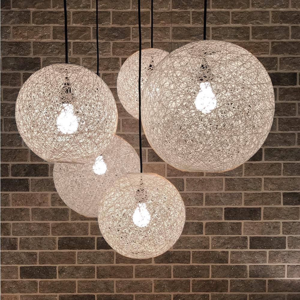 Havana 17'' Cream Rattan Sphere Ceiling Lamp