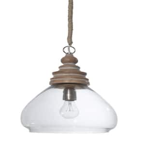 1-Light Natural Bulb Pendant Light with Glass Shade