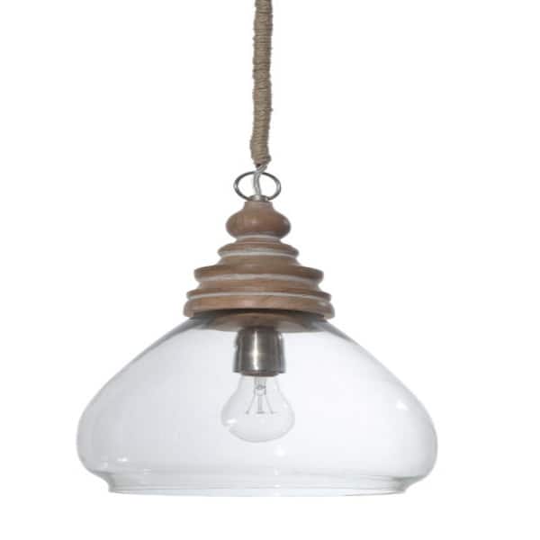 Storied Home 1-Light Natural Bulb Pendant Light with Glass Shade