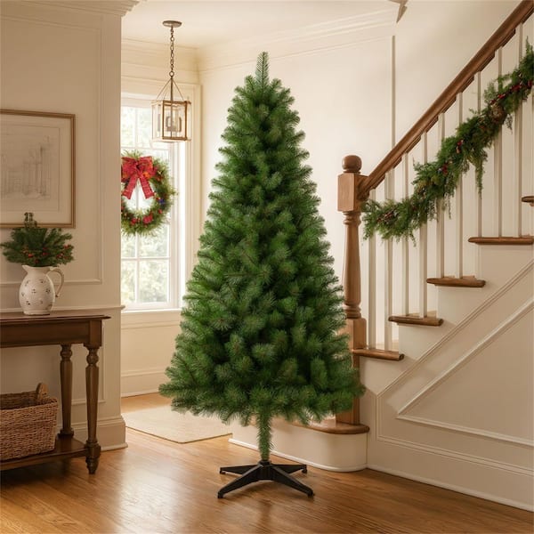6 ft. Classic Green PVC Artificial Christmas Tree with Stable 4-Leg Plastic Stand