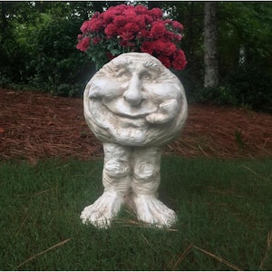 18 in. Antique White Old Hickory Muggly Planter Home and Garden Statue Holds 6 in. Pot