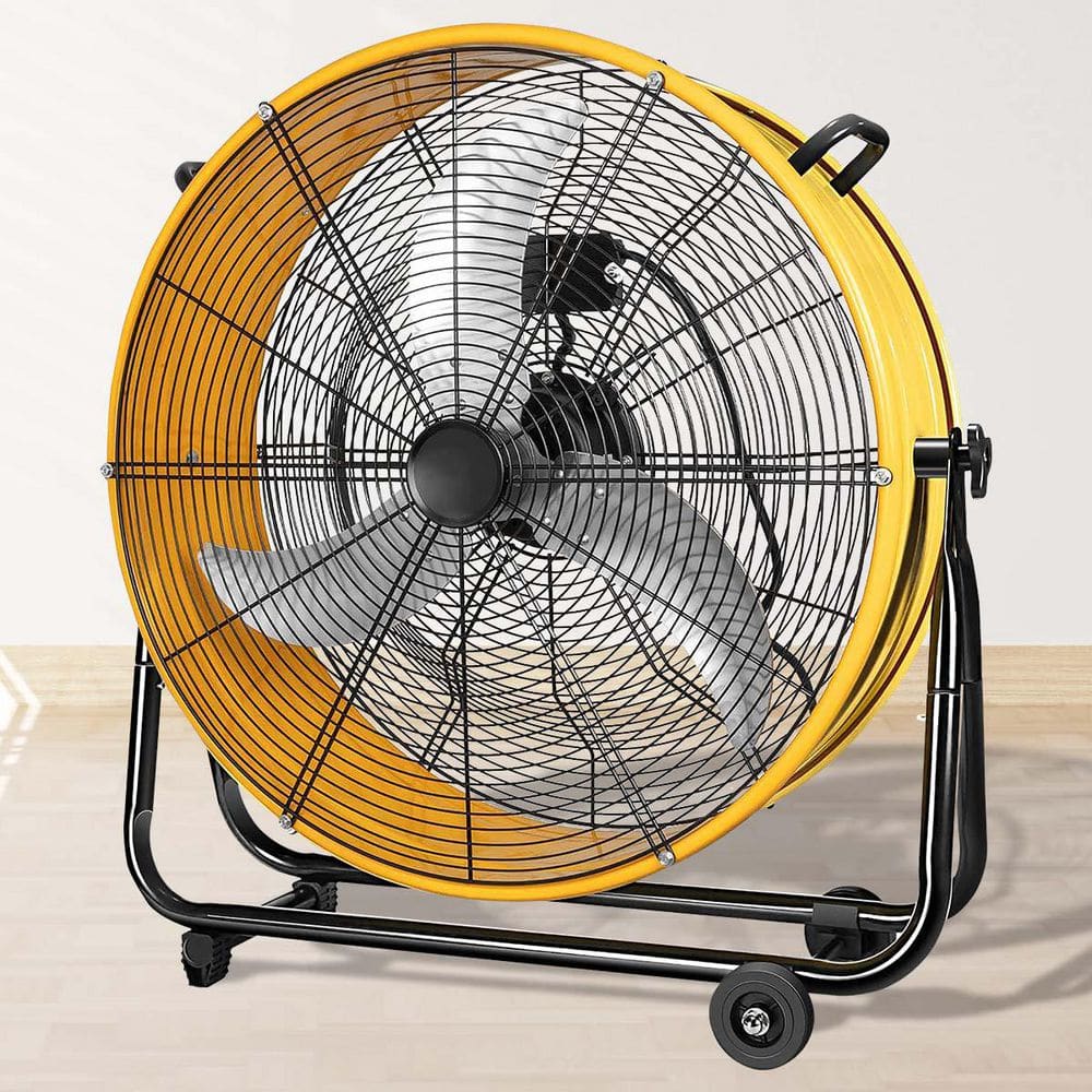 30 in. Drum Fan in Yellow with 3 Speeds, 1/3 HP Thermally Protected PSC Mot