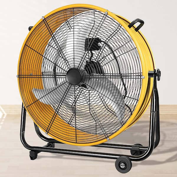 Unbranded 30 in. Drum Fan in Yellow with 3 Speeds, 1/3 HP Thermally Protected PSC Motor, for Workshop, Garage, Industrial Room