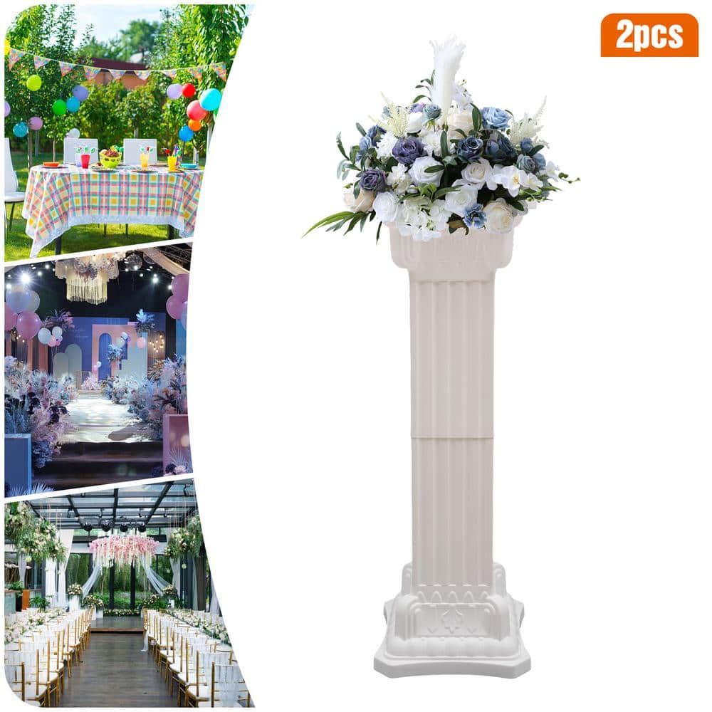 Tall White Plastic Roman Pillar Set for Wedding Decor