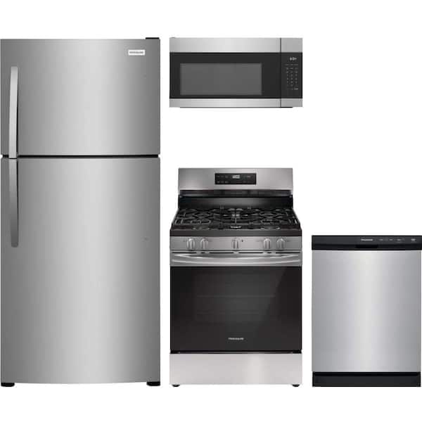 20 cu. ft. Standard Depth Refrigerator with 5 Burner Freestanding Gas Range and Dishwasher