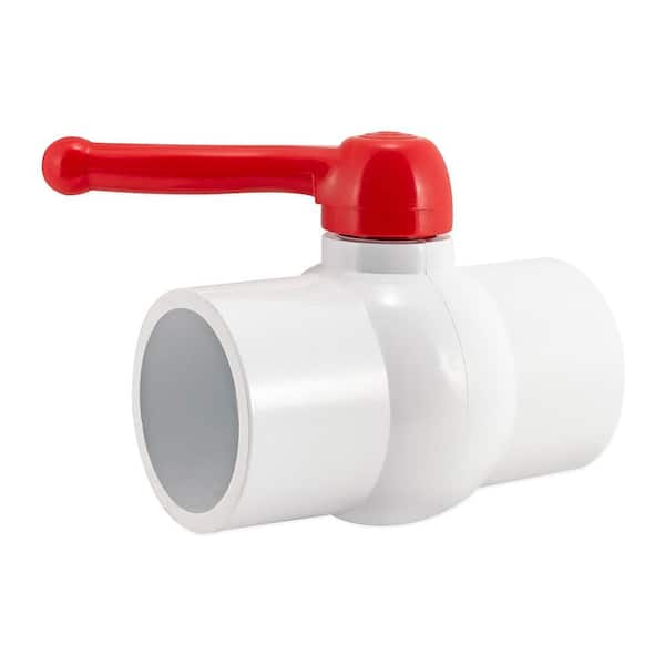 2" PVC Ball Valve Inline Threaded Valves Schedule 40 White Compact New 3 Pieces 