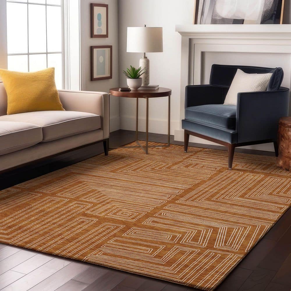 Mayfield Premium Machine Washable Abstract AMF1045 Paprika 9 ft. x 12 ft. Area Rug price history on PriceWatchPro